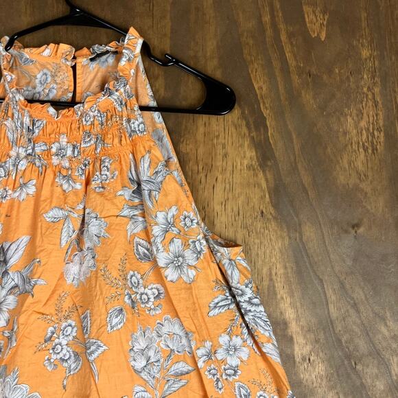 Ann Taylor Womens Blouse Marigold Tropical Floral Toile Smocked Halter XLarge - Picture 5 of 12